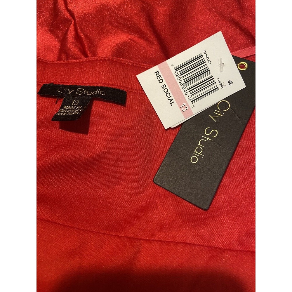 City Studio Stretchy Sweetheart Bodice Strapless Red Cocktail Party Prom Dress - Picture 10 of 13